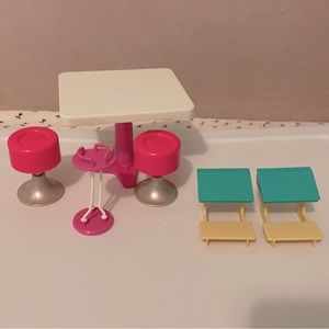 Random vintage Barbie furniture items table stools desks BOGO free